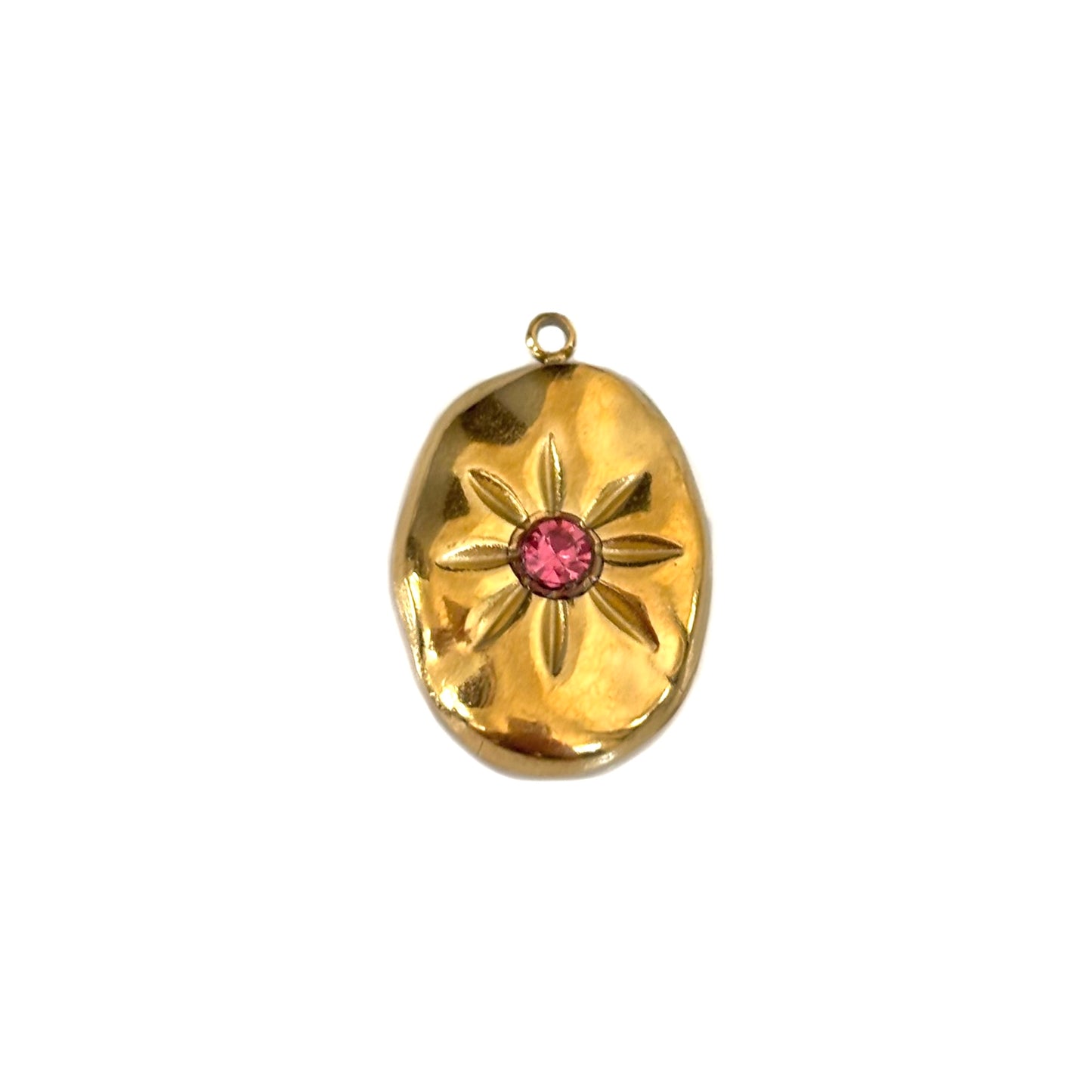 Oval Pink Gem Charm